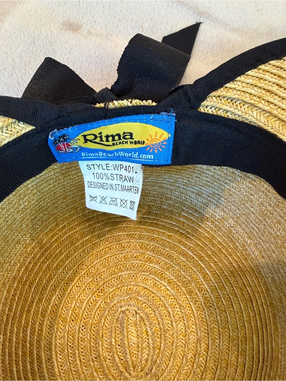 Natural Straw Sun Hat with Black Band - Picture 3 of 4